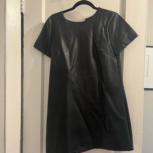 Olivaceous | Dresses | Cute Faux Leather Tshirt Dress | Poshmark